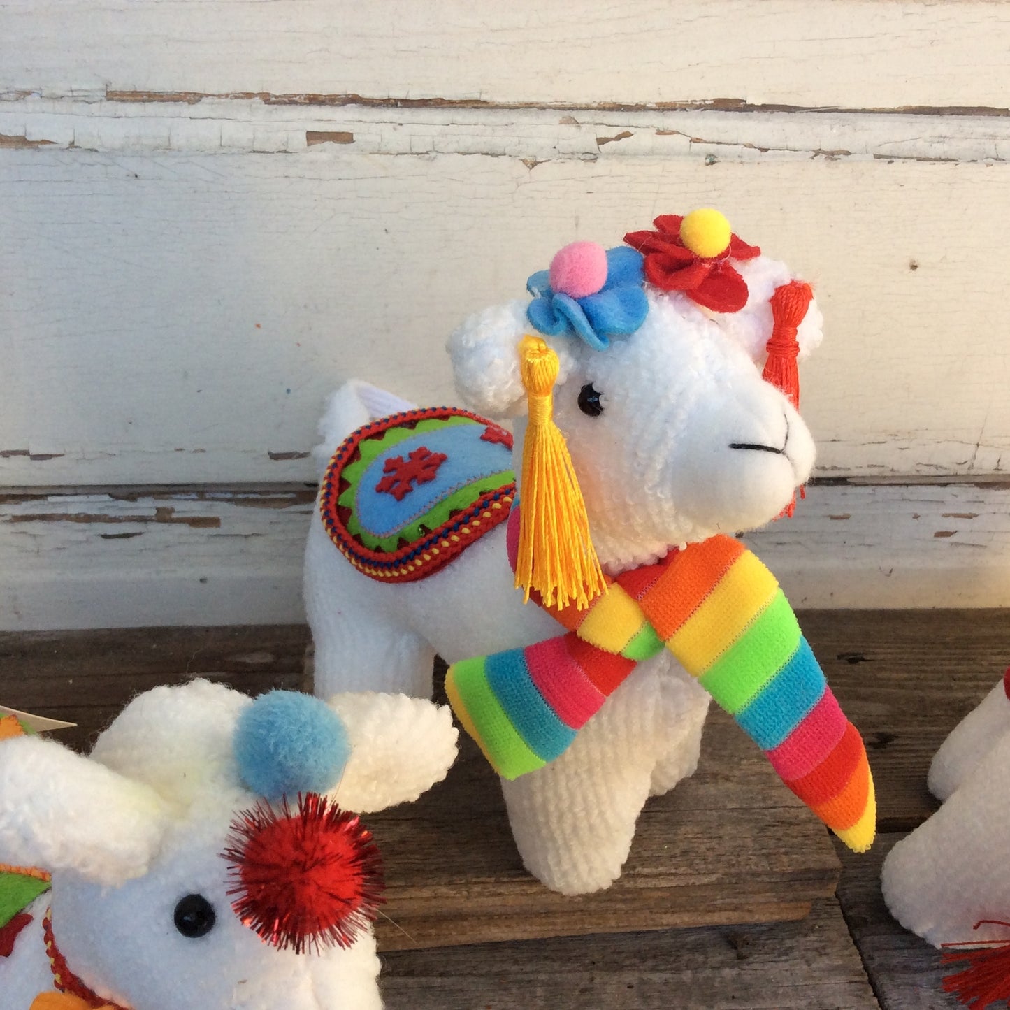 Gerson Christmas Decor - Plush Stuffed Llama Figurines 3pc Set