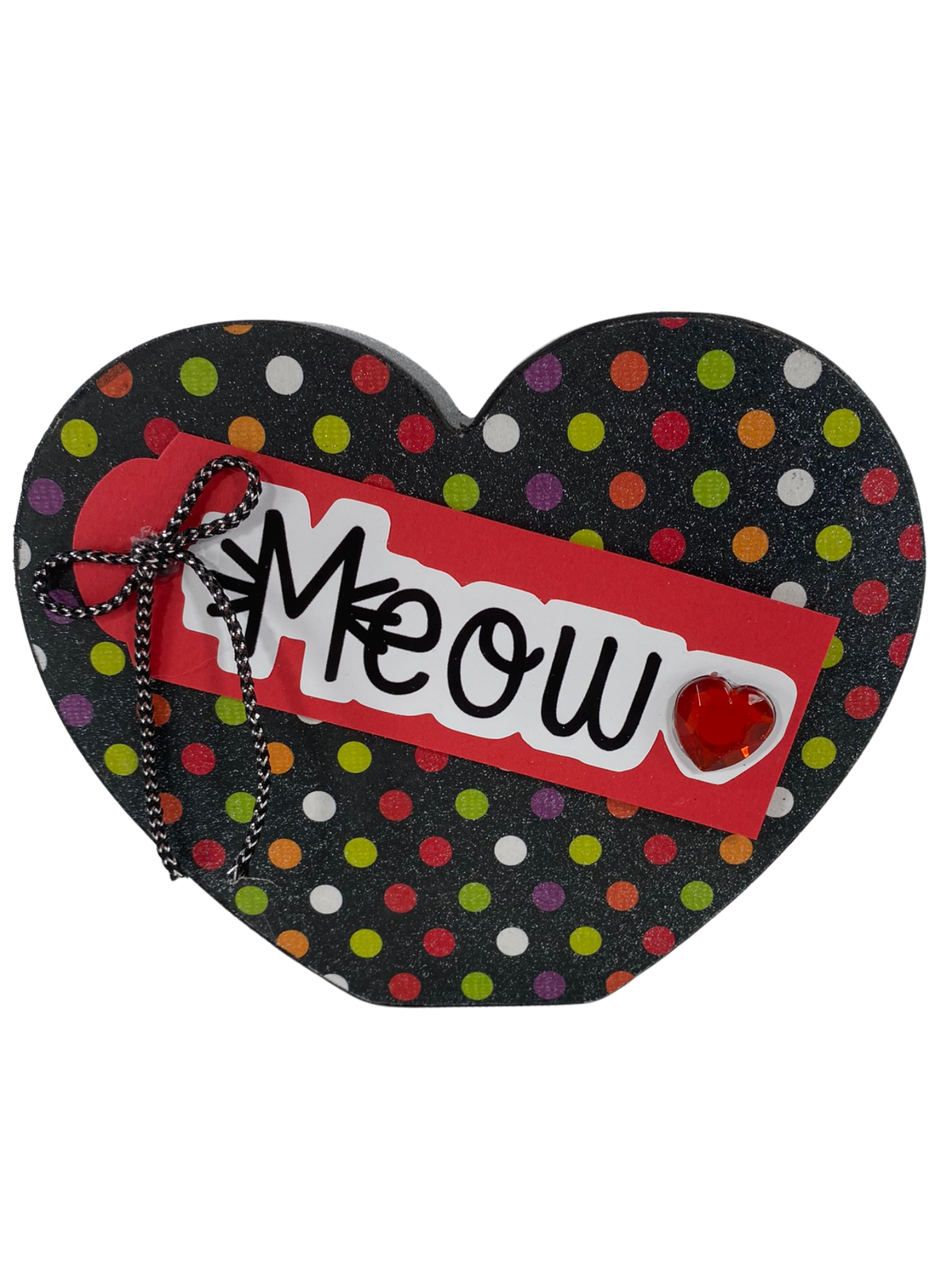 AGD Valentines Decor - Meow Cat Chunky Heart Sitter