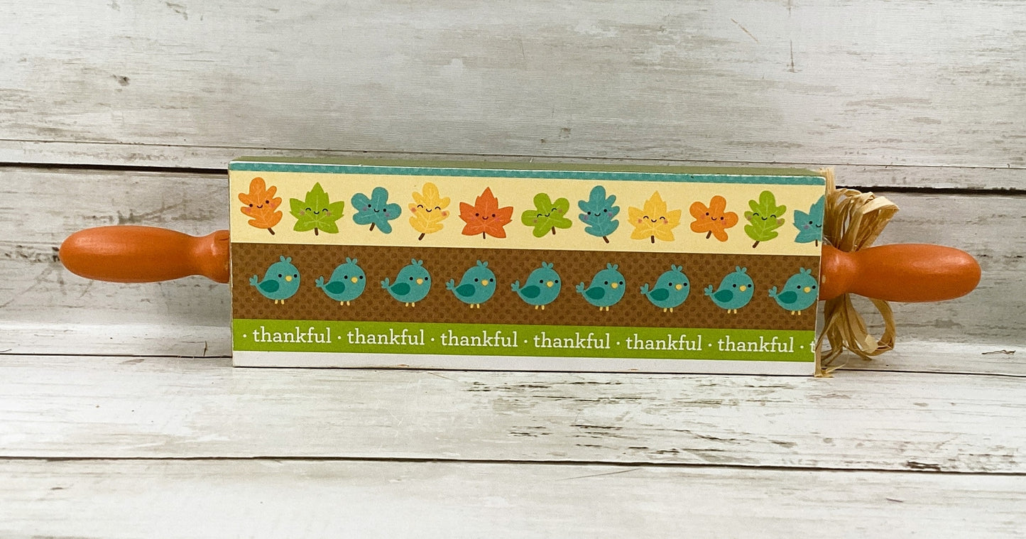 AGD Fall Decor - Falling Leaves Hello Pumpkin Wood Rolling Pin Signs 3pc