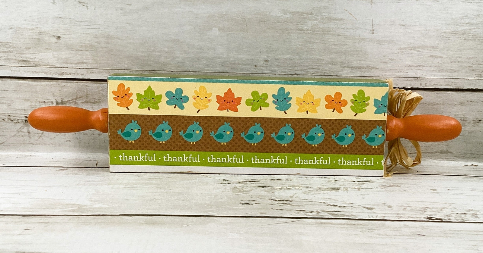 AGD Fall Decor - Falling Leaves Hello Pumpkin Wood Rolling Pin Signs 3pc