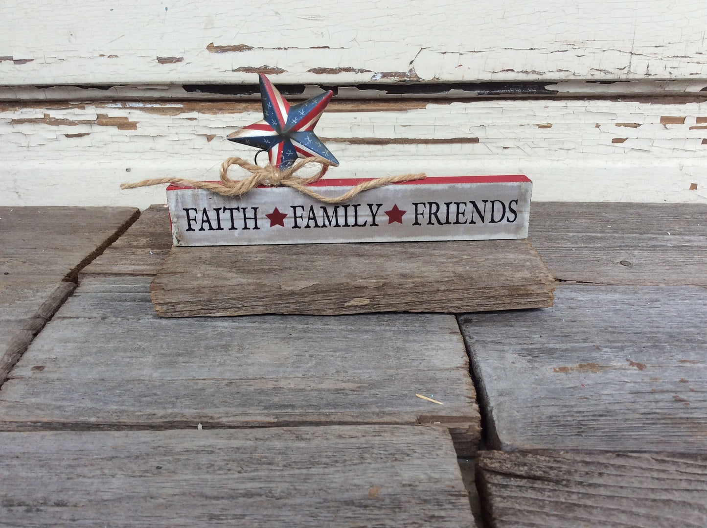 AGD Patriotic Decor - Prim Faith Family Friends Mini Block