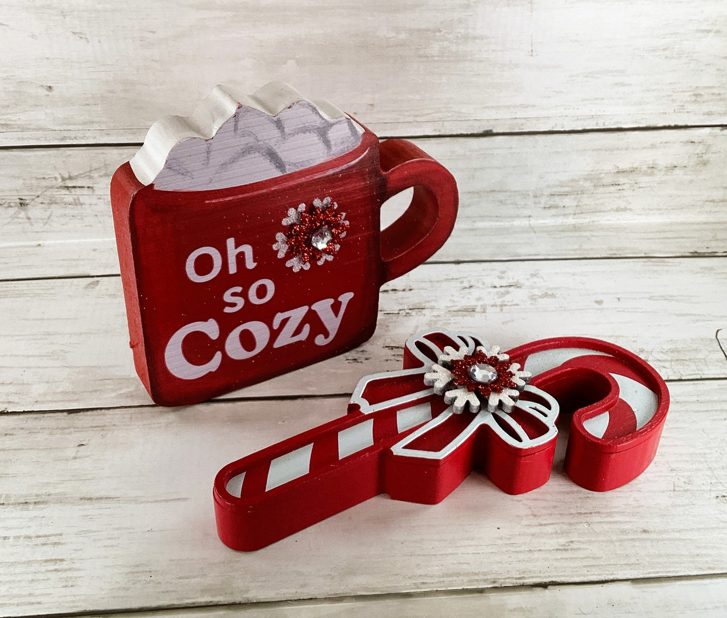 AGD Christmas Decor - Candy Cane Hot Cocoa Theme Bar Tier Tray 4PC