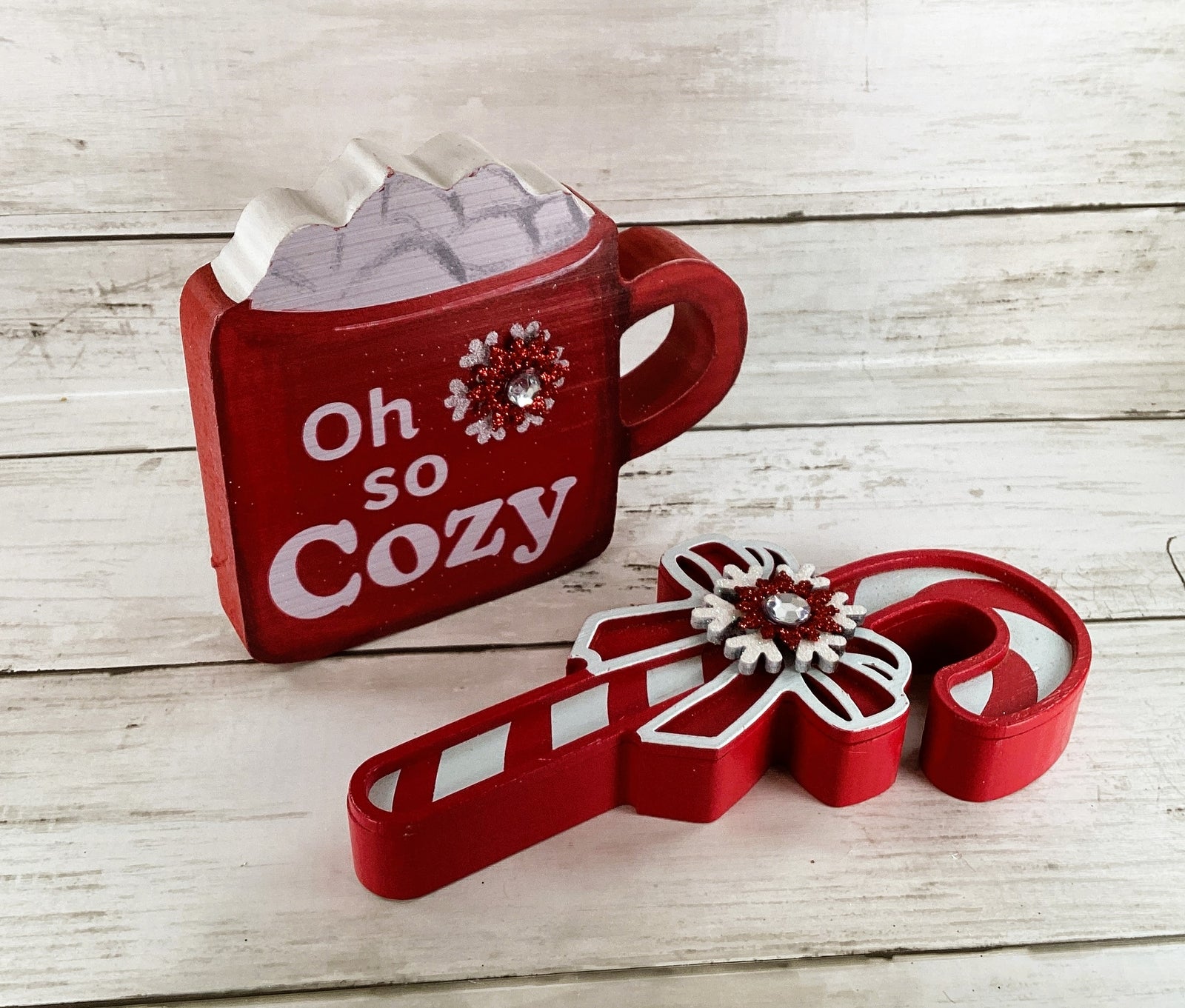 AGD Christmas Decor - Candy Cane Hot Cocoa Theme Bar Tier Tray 4PC