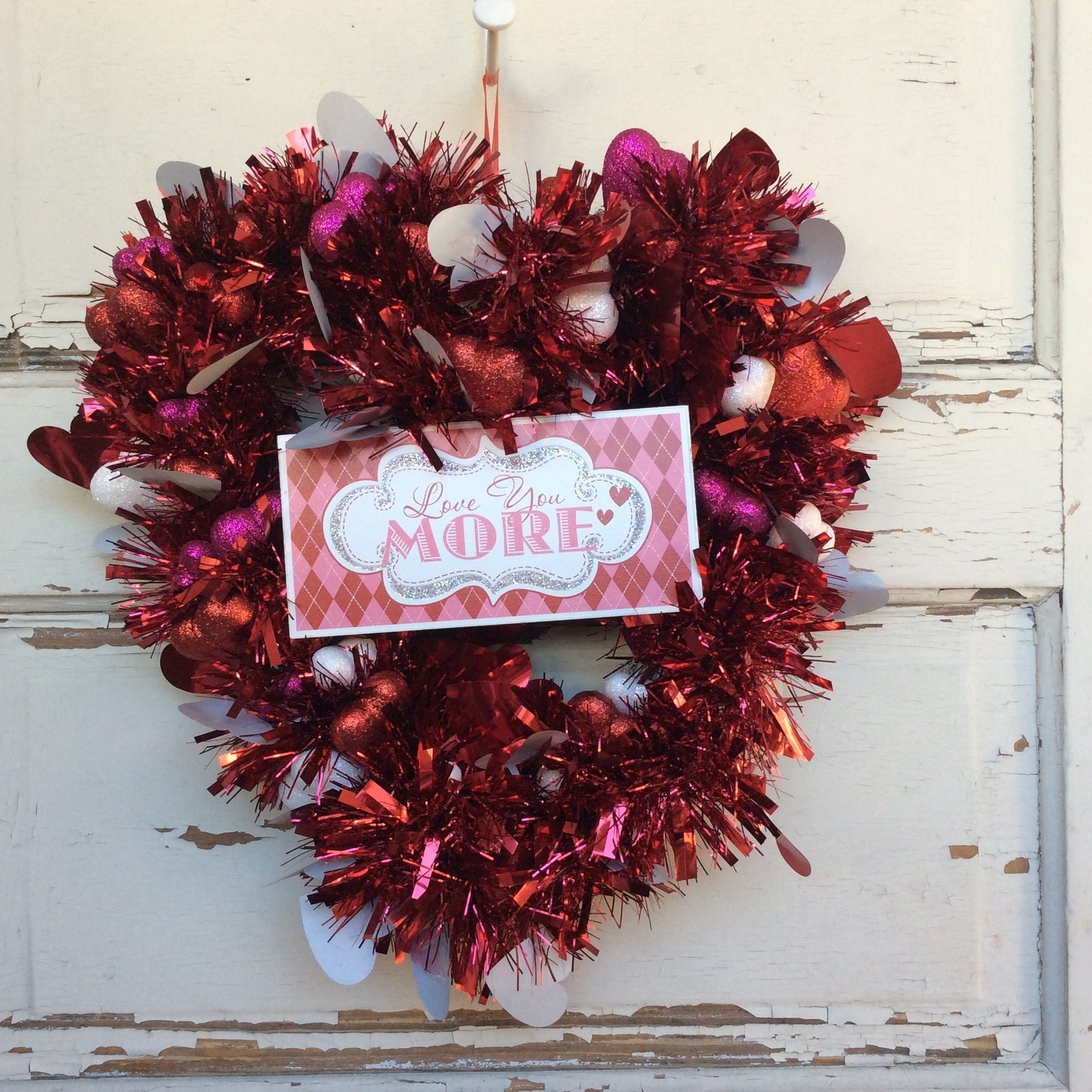 AGD Valentines Decor - Love You More Heart Shaped Wreath