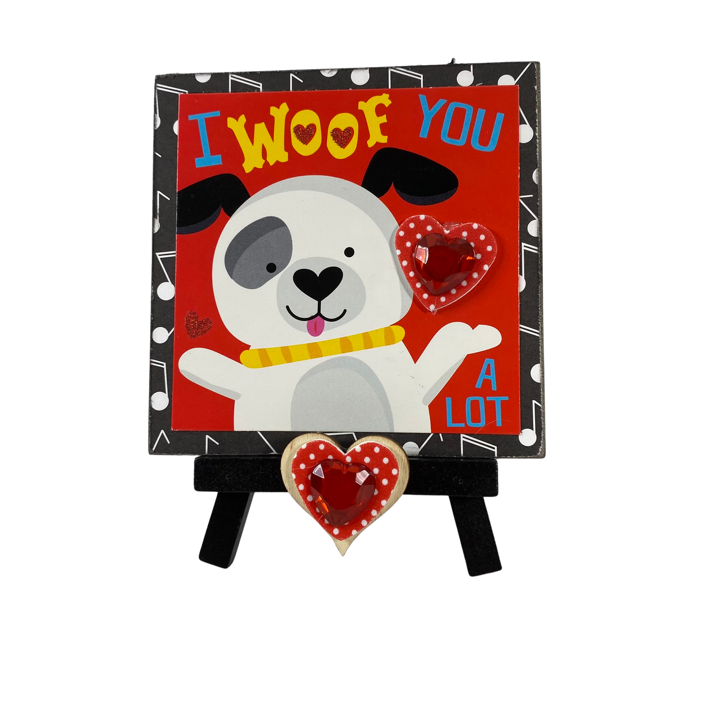 AGD Valentines Decor - Dog Woof Mini Easel Sign