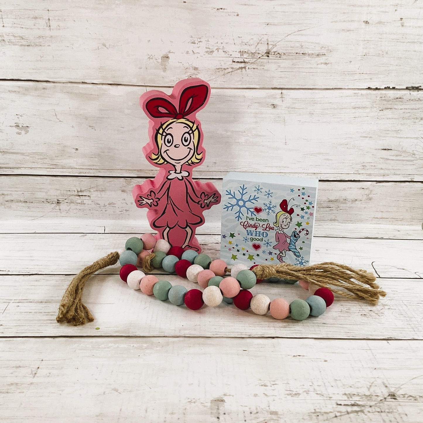 HL Christmas Decor - Dr Seuss Grinch Cindy Lu Chunky Figurine 3pc