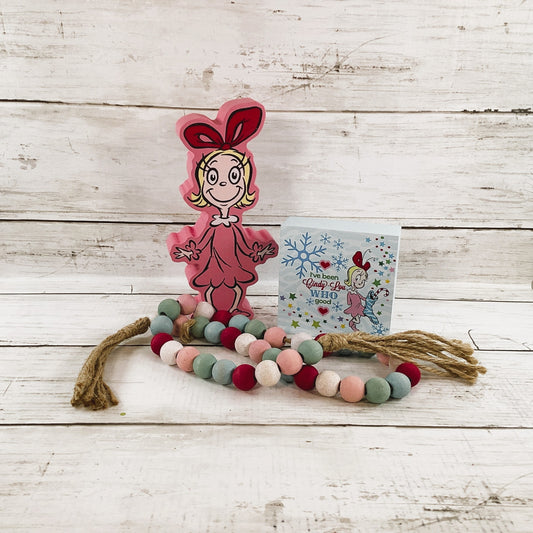 HL Christmas Decor - Dr Seuss Grinch Cindy Lu Chunky Figurine 3pc