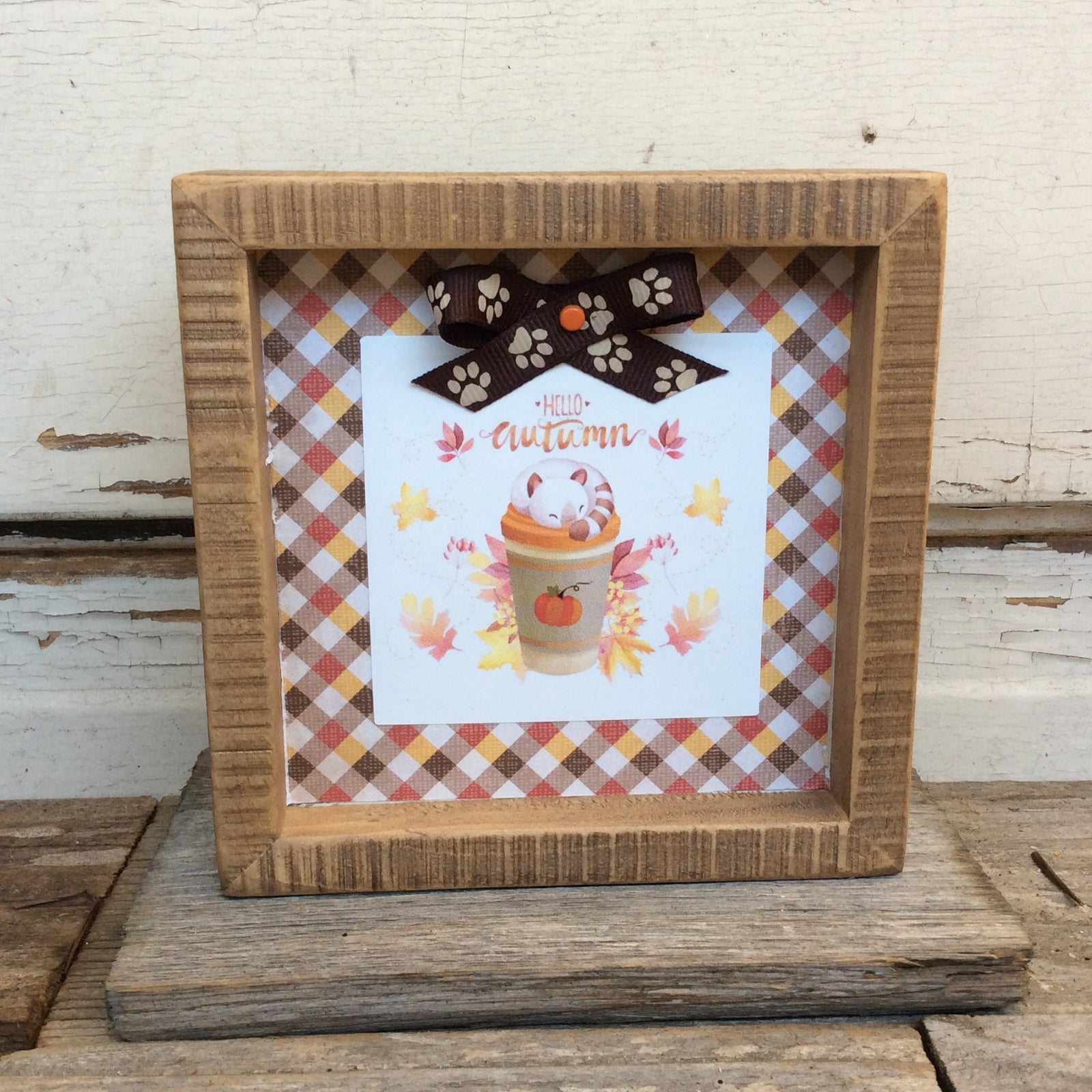 AGD Fall Decor - Hello Autumn Coffee Cat Box Sign