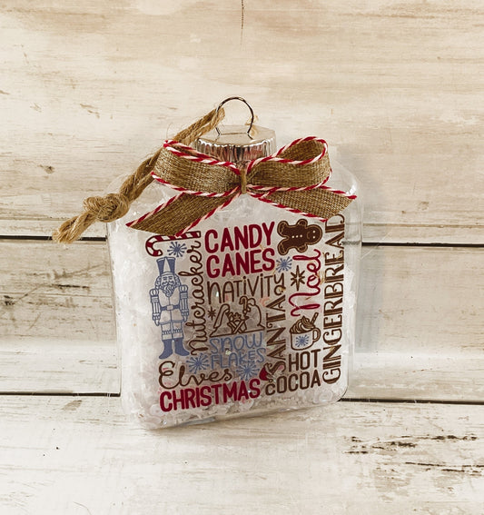 AGD Christmas Decor - Holiday Icon Subway Art Fillable Ornament