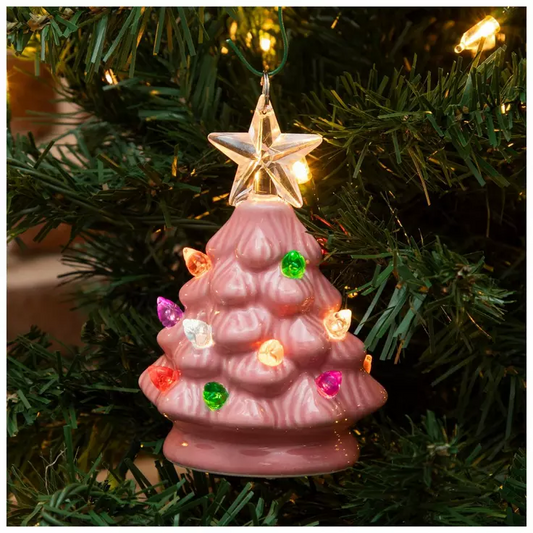 HL Christmas Decor - LED Ceramic Pink Tree Ornament