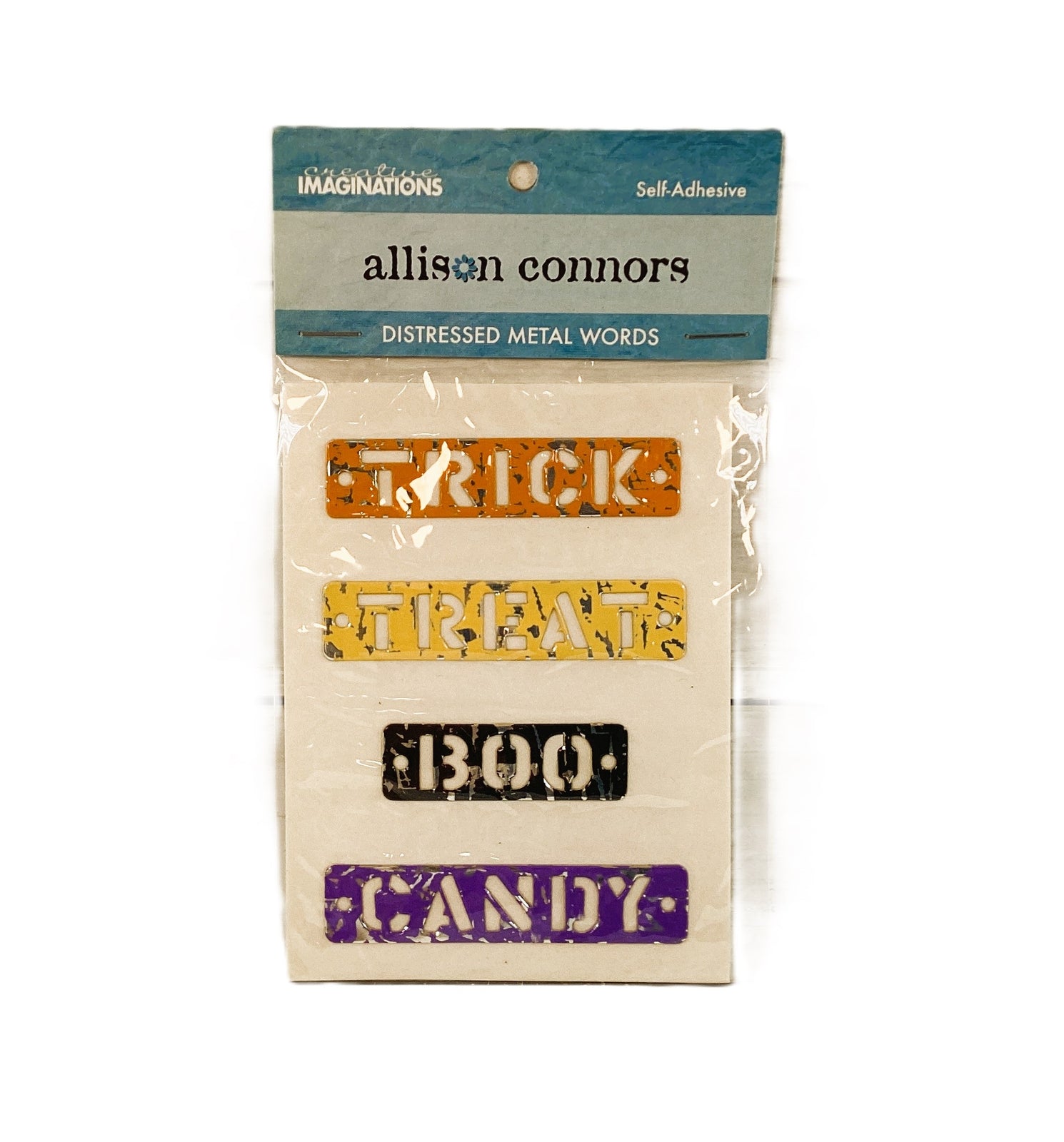 Halloween Craft Sticker - Allison Connors Distressed Metal Words Set A