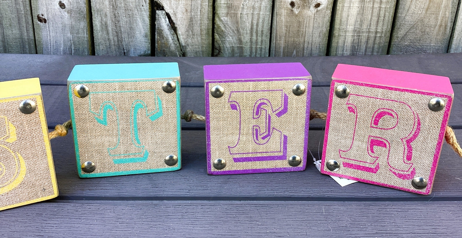 HL Easter Decor - MDF Wood Burlap Block Easter Sign 24-inch