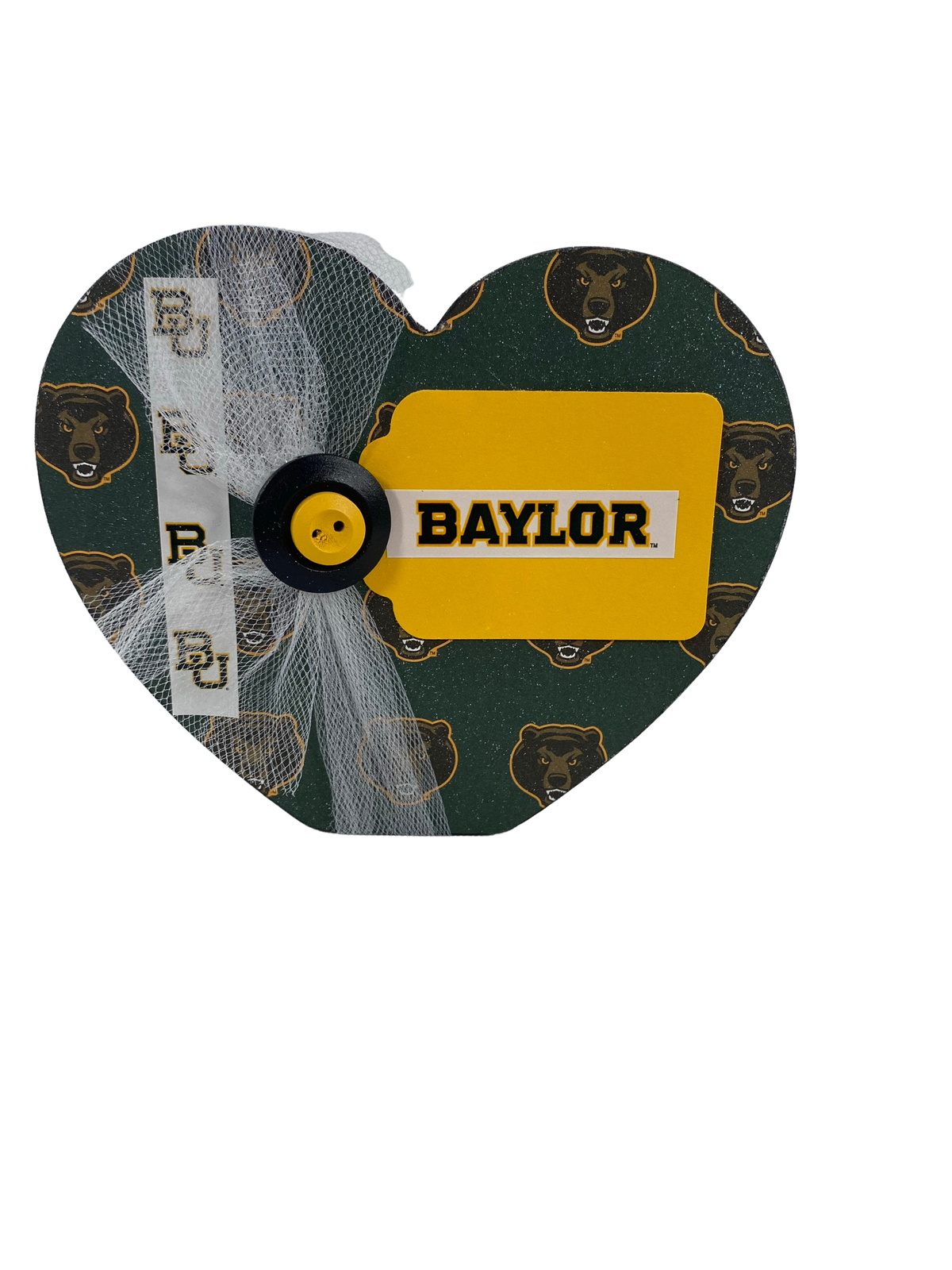 AGD  Fall Decor - Baylor Bears College Football Chunky Wood Heart Sitter