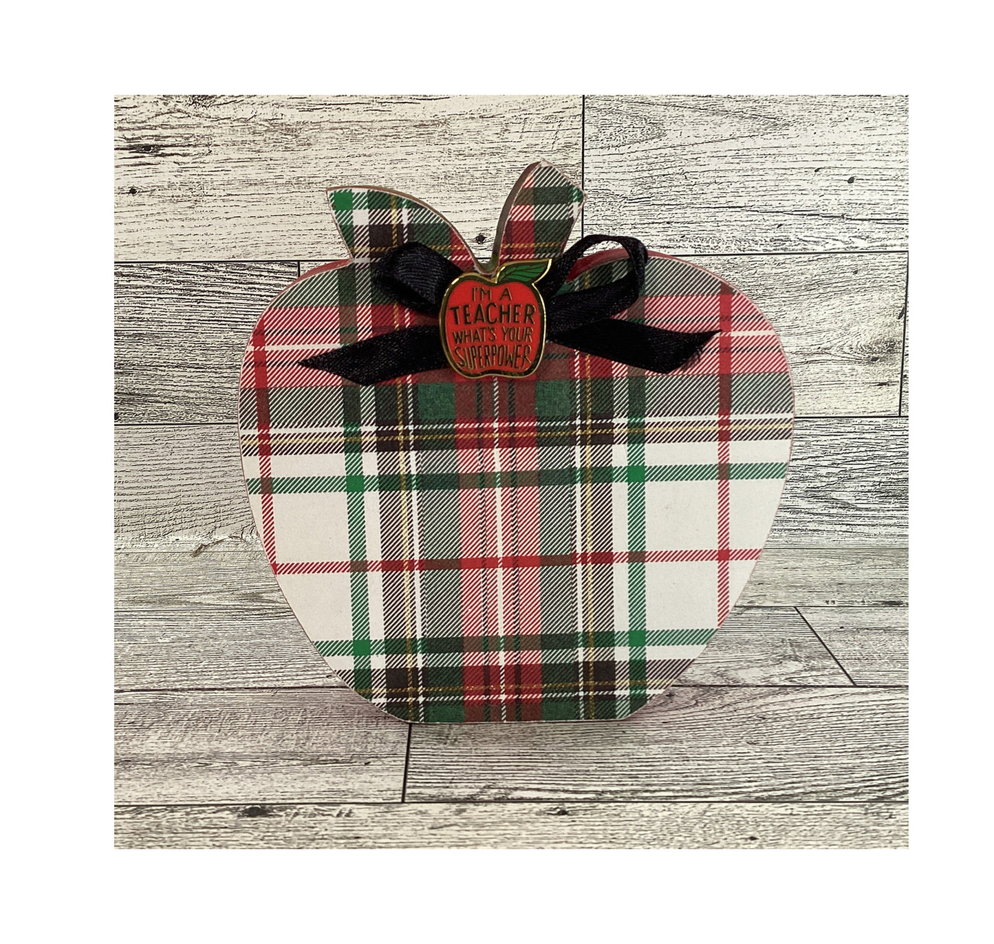 AGD Teacher Gift Decor - Super Hero School Chunky Wood Apple Sitter