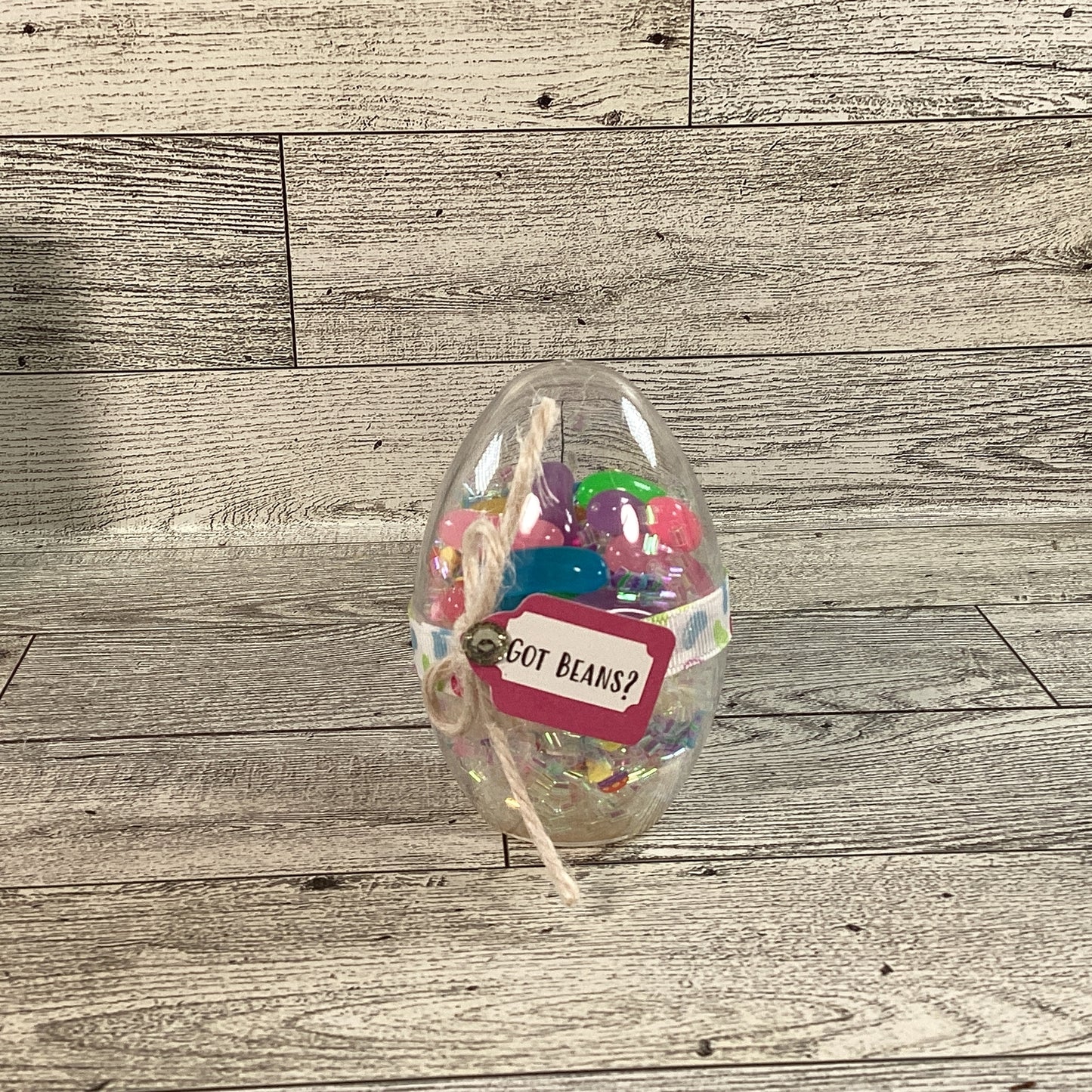 AGD Easter Decor - Clear Egg Shaker Love More Jelly Beans Sign 2pc