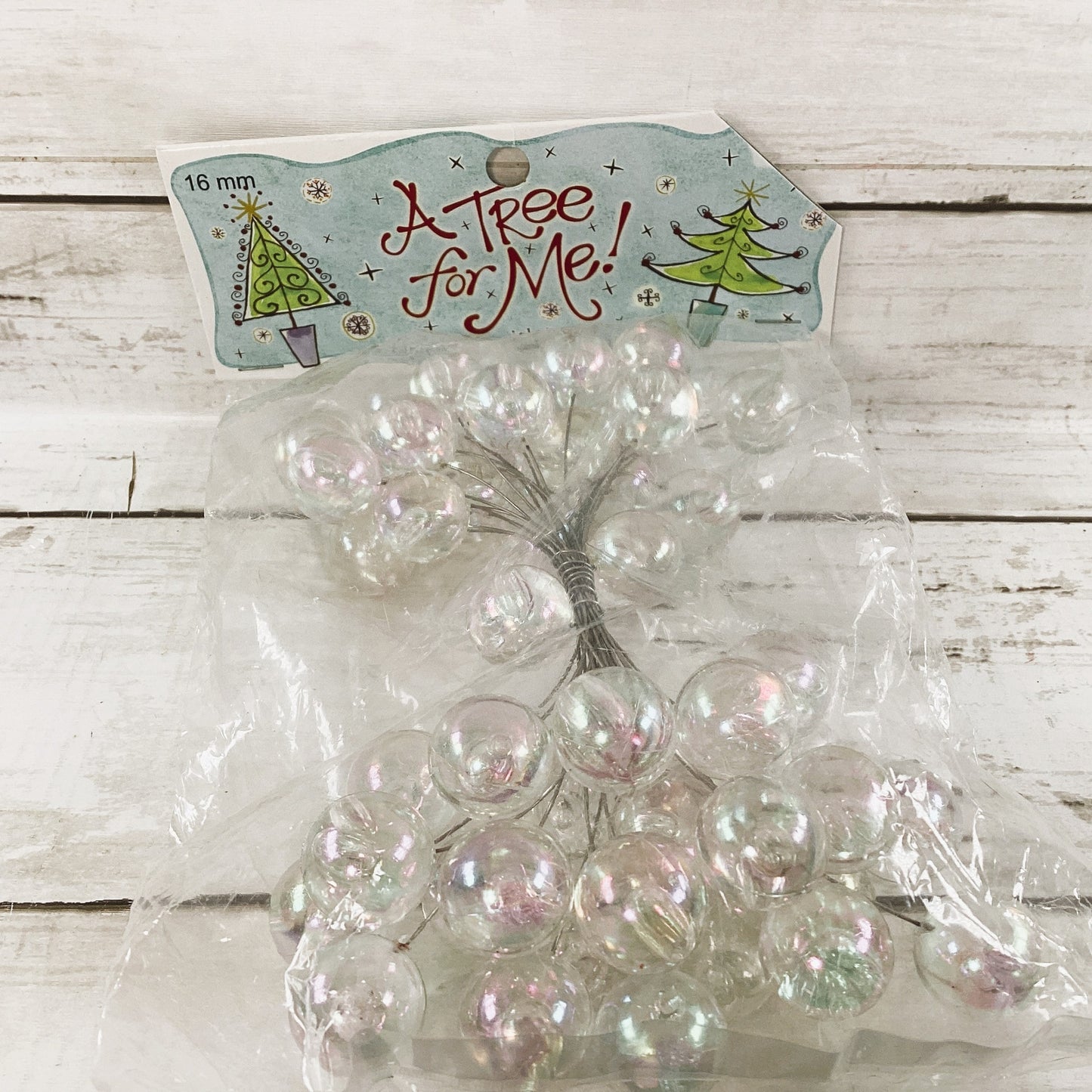 HL Christmas Decor - Miniature AB Clear 16 mm Bead Wired Ornaments