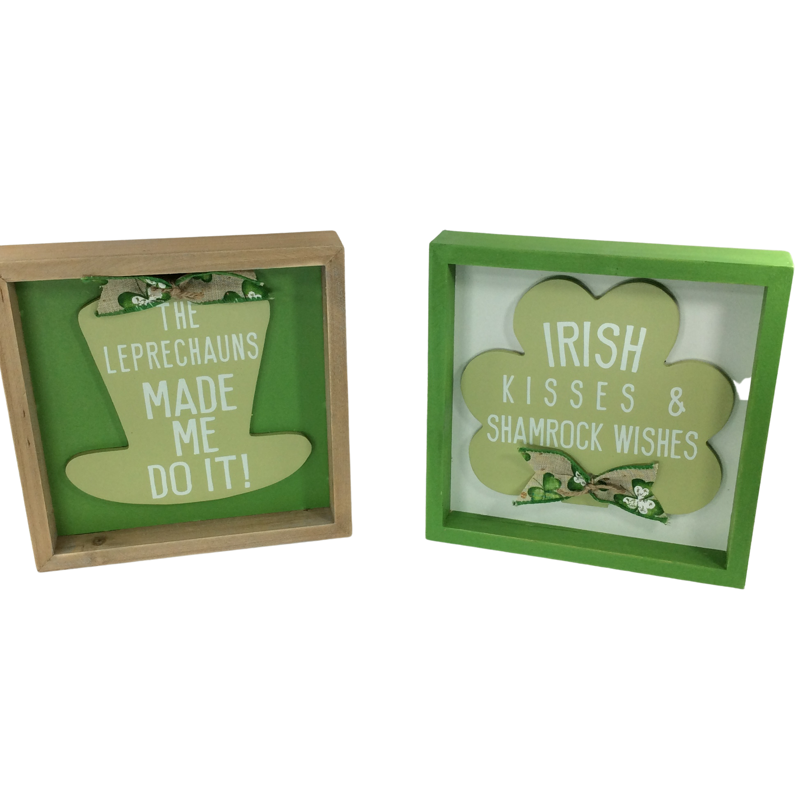 AGD St Patrick's Decor - Leprechaun and Irish Kisses Box Signs 2pc