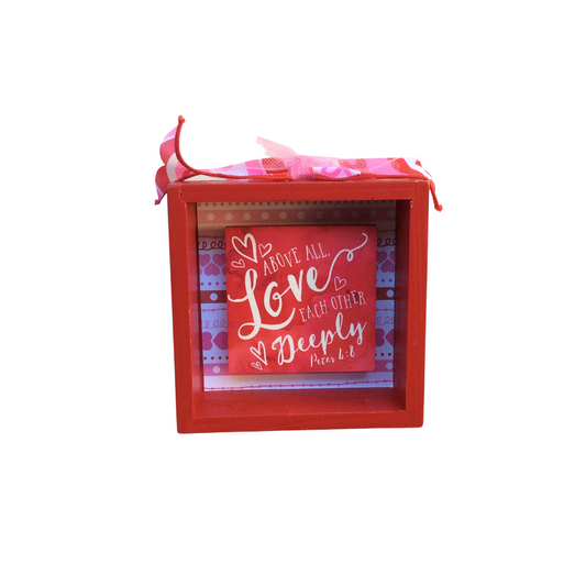 AGD Valentines Decor - Love Deeply Bible Verse Scripture Box Sign