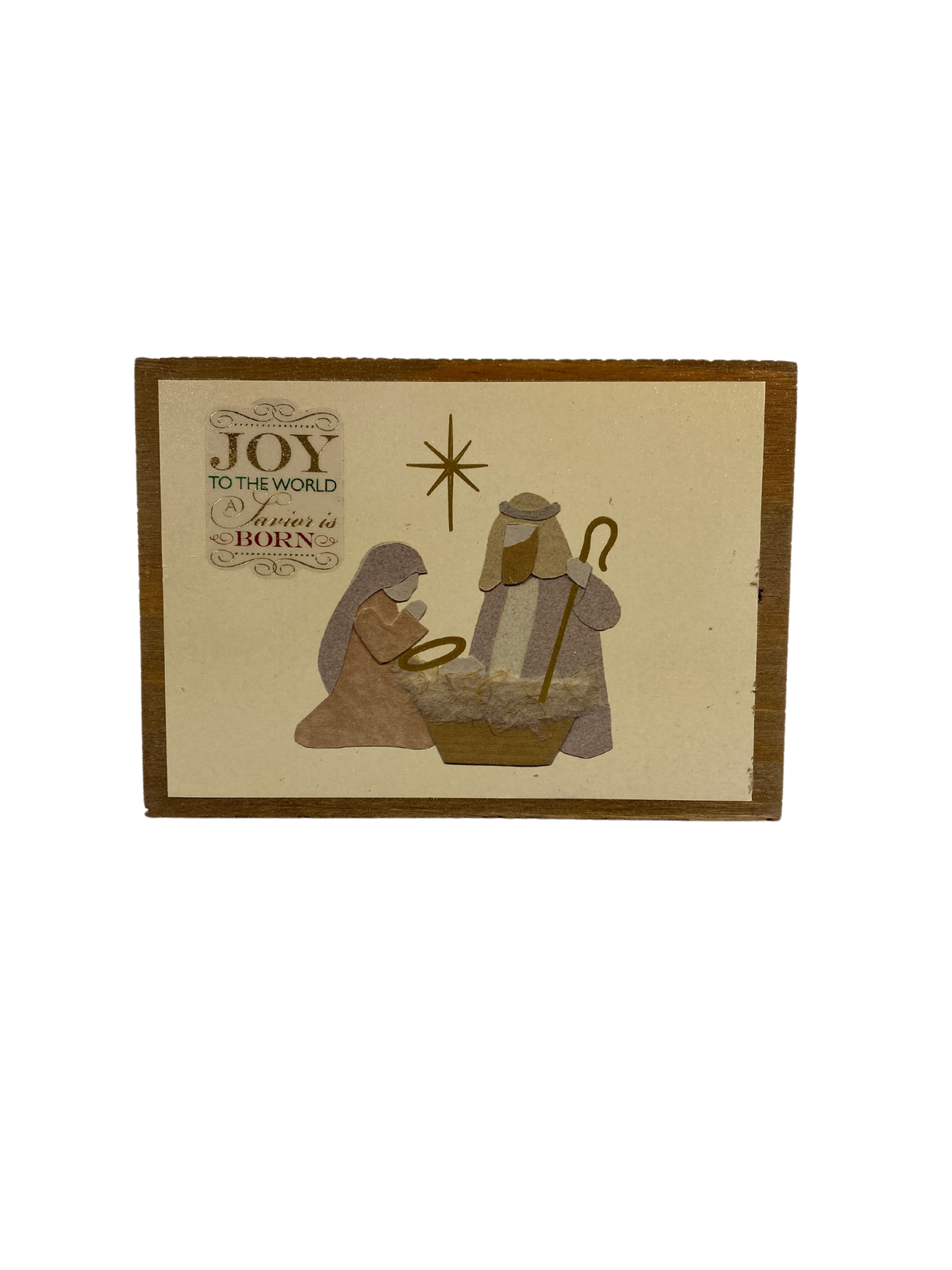 AGD Christmas Decor - Farmhouse Joy To The World Nativity Block Sign