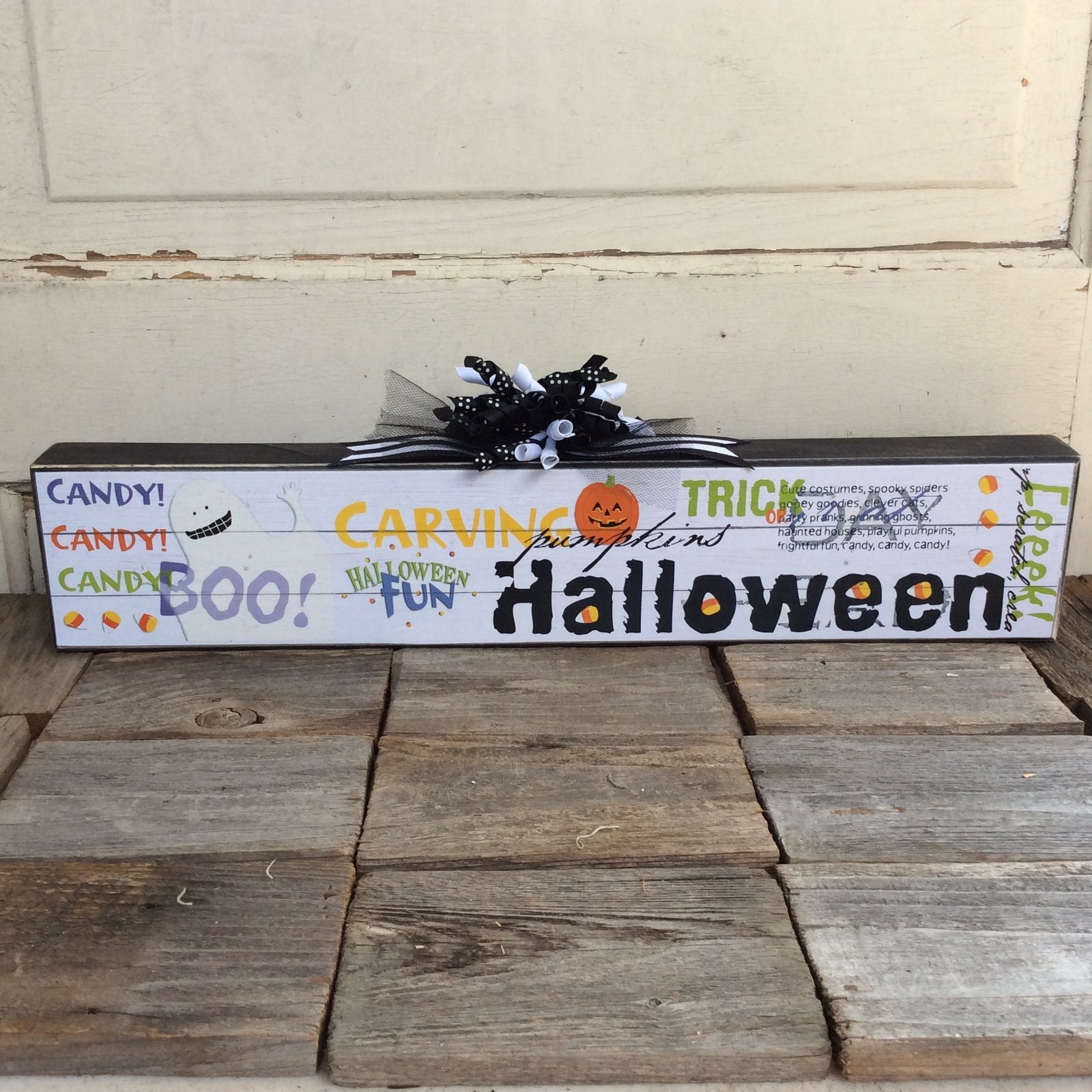 AGD Halloween Decor - Sentiments Collage Mantle Box Sign