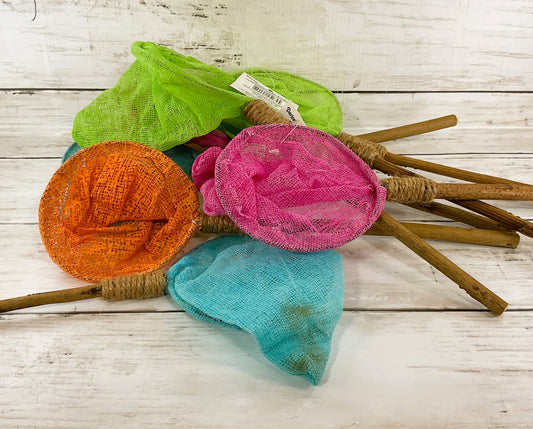 Darice Spring Craft Decor - Small Pink Blue Green Orange Butterfly Nets 8pc