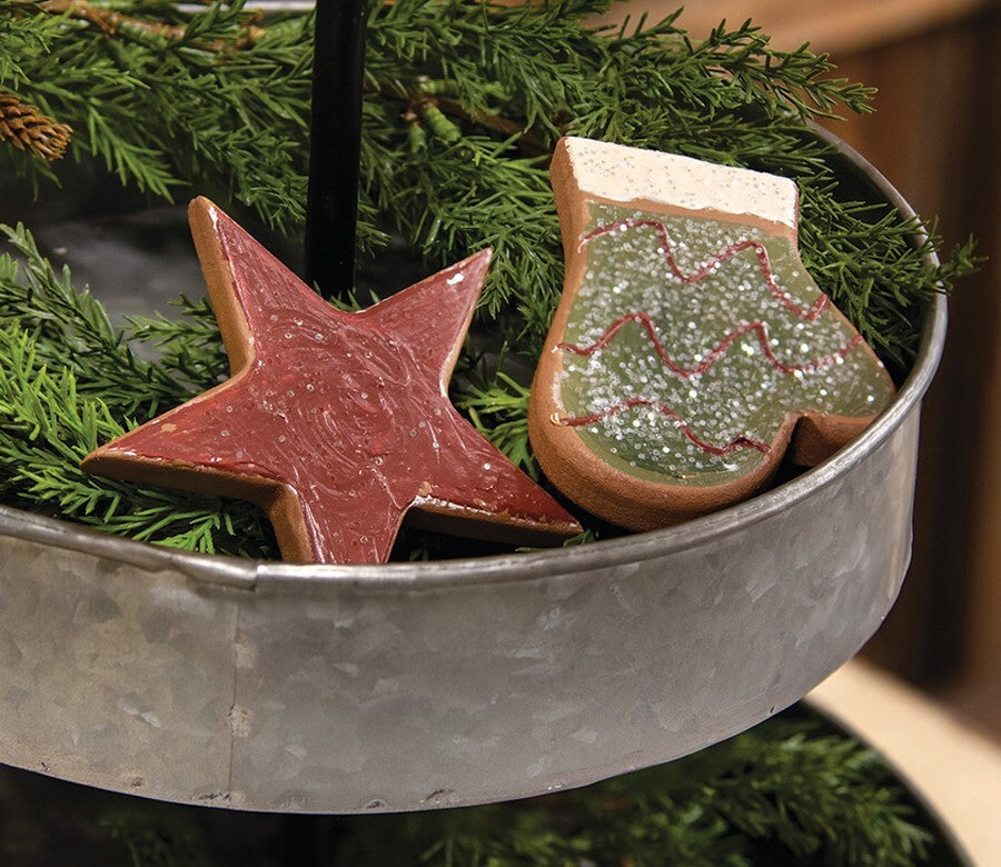 CWI Home Decor - Fake Faux Wood Christmas Cookies 2pc Set