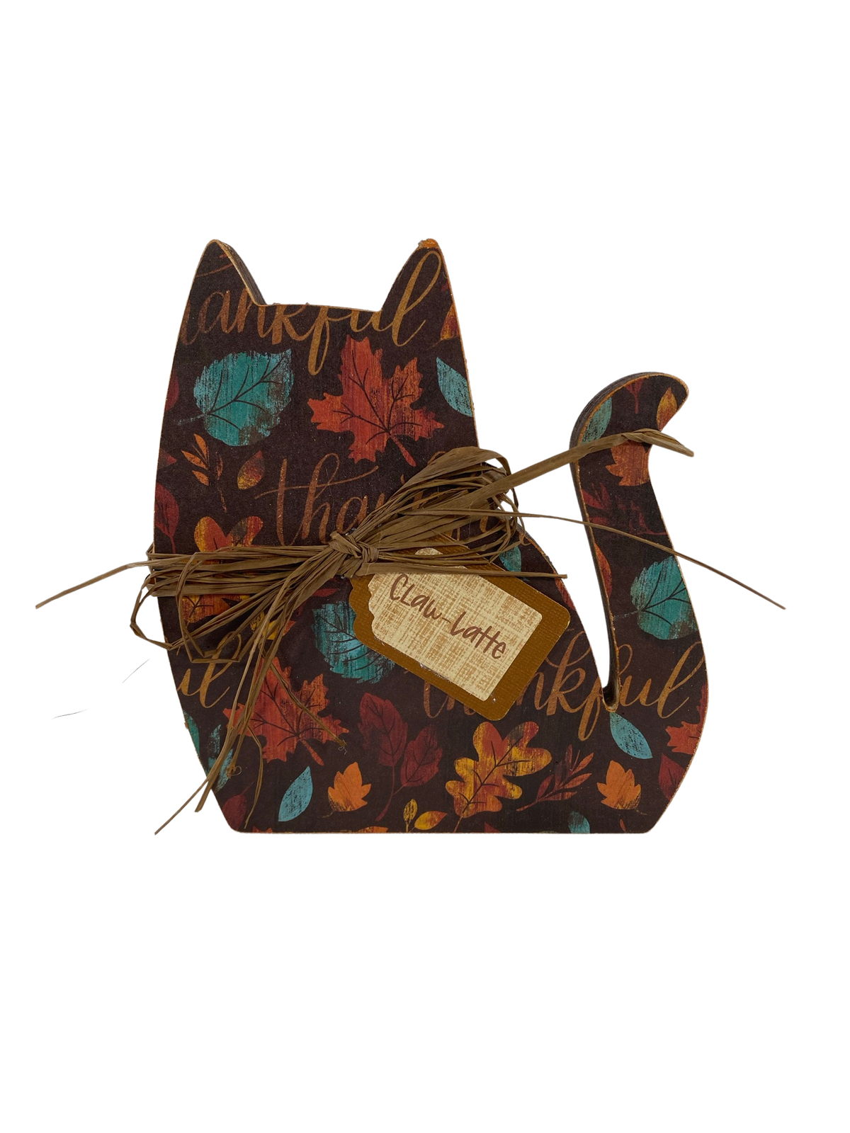 AGD  Fall Decor -Pup-kin Spice Claw Latte Wood Cat Dog 2pc Set