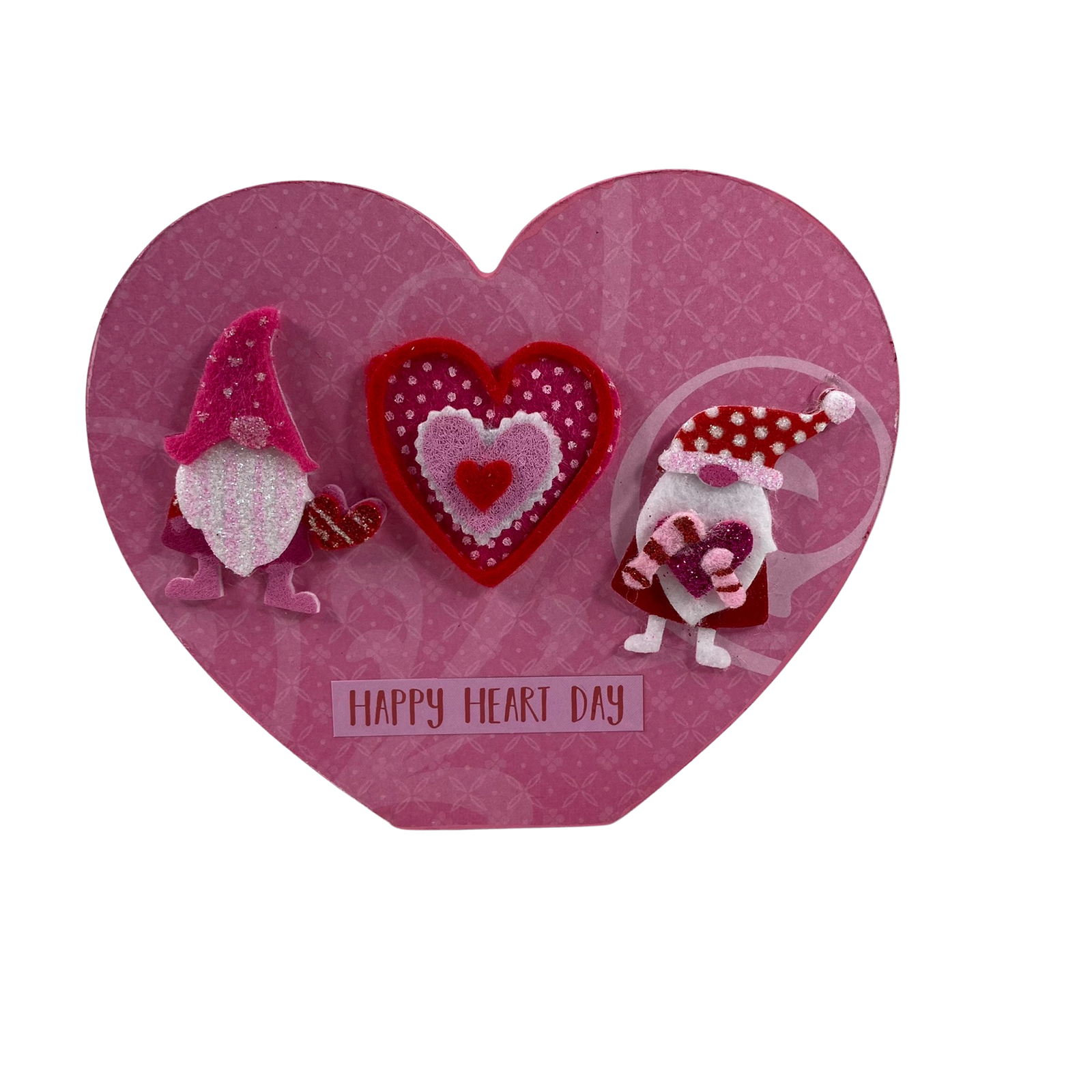 AGD Valentines Decor - Felt Gnomes Hearts Double-Sided Chunky Heart Sitter