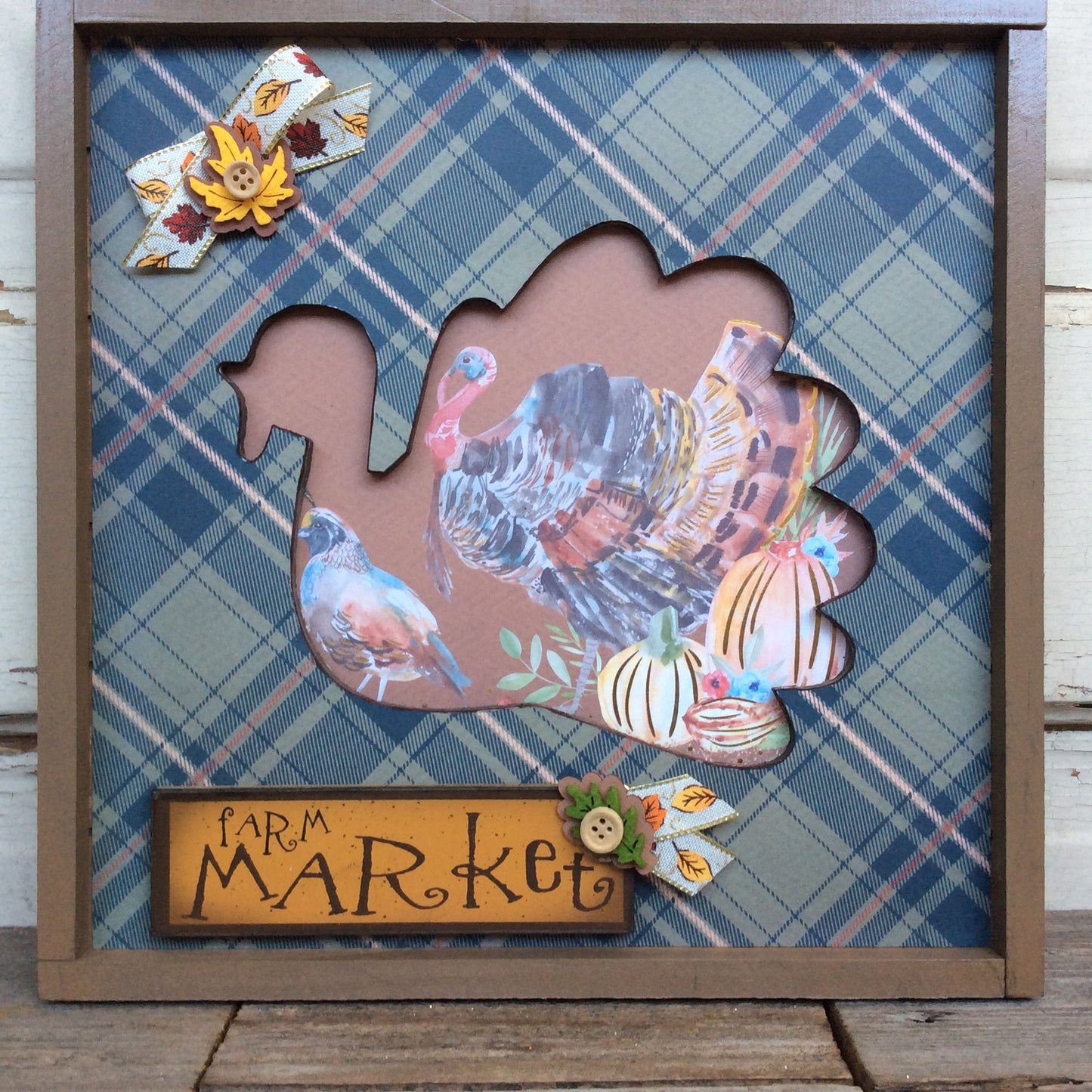 AGD Fall Decor - Prim Farm Market Turkey Cut Out Plaque Sign