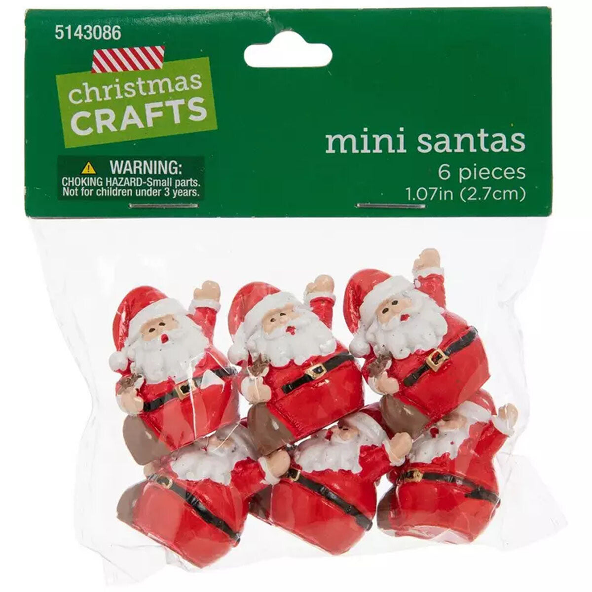 HL Christmas Craft Decor - Miniature Resin Santa Clause Figurines 6pc