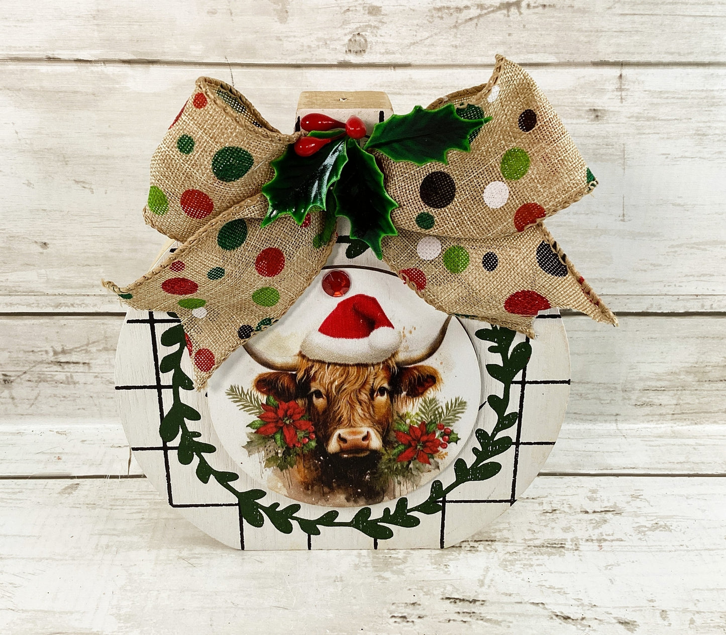 AGD Christmas Decor - Highland Cow Wood Chunky Wood Bulb Sitter