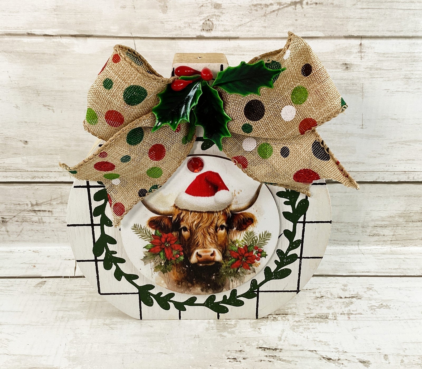 AGD Christmas Decor - Highland Cow Wood Chunky Wood Bulb Sitter