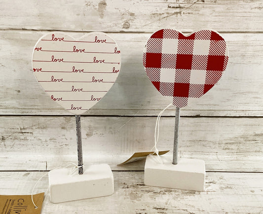 CP Valentines Decor - Red White Love Block Heart Tier Tray Decor 2pc Set