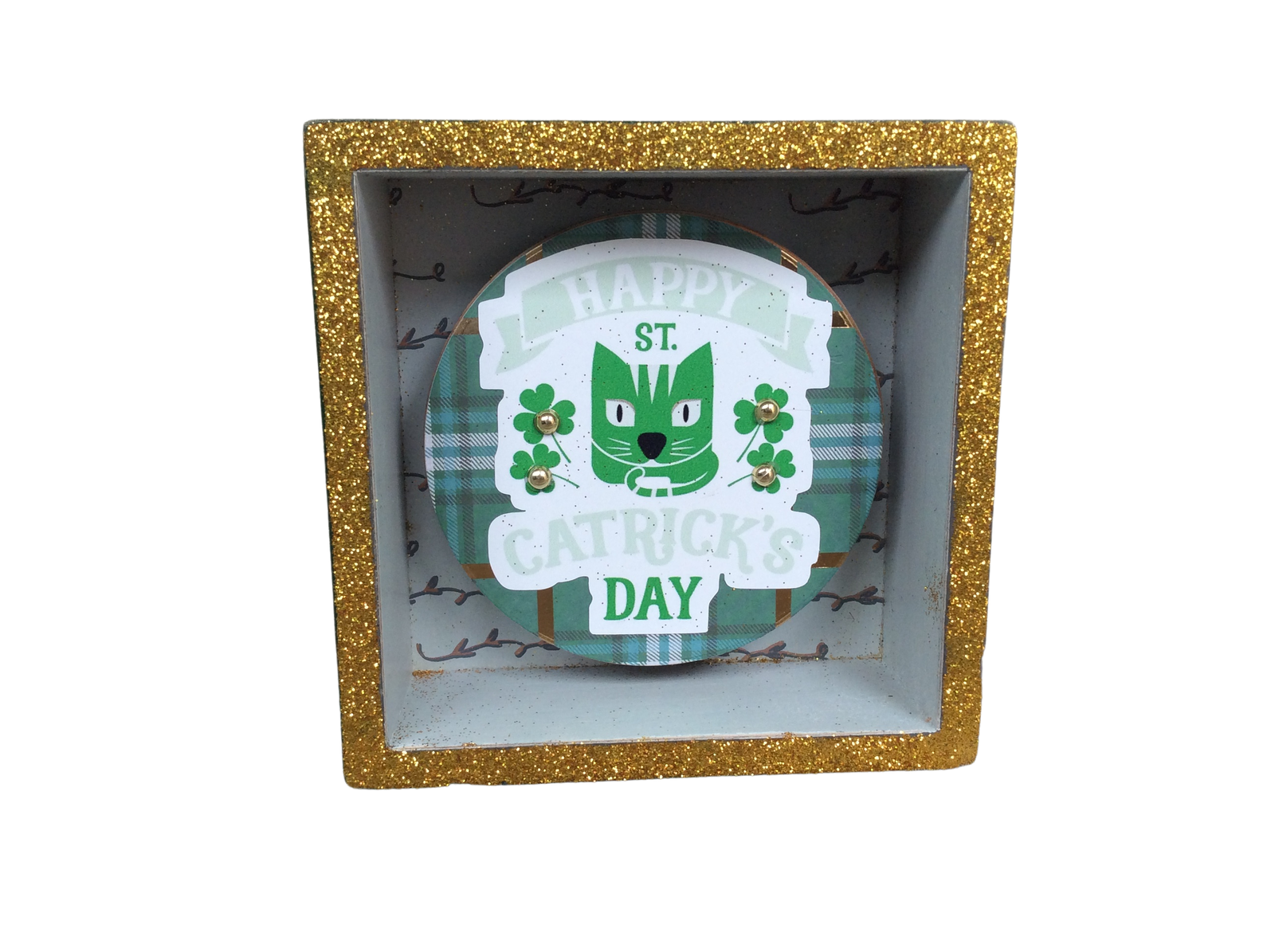 AGD St Patrick's Decor - Happy St Cattricks (Cat) Day Box Sign