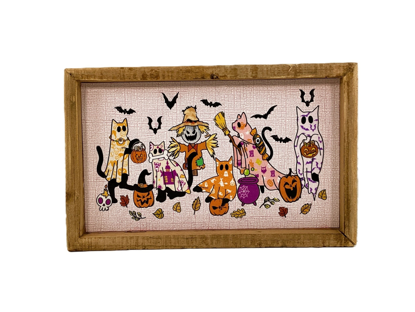 AGD Halloween Decor - Pastel Glam Ghost Kitty Cats Box Sign