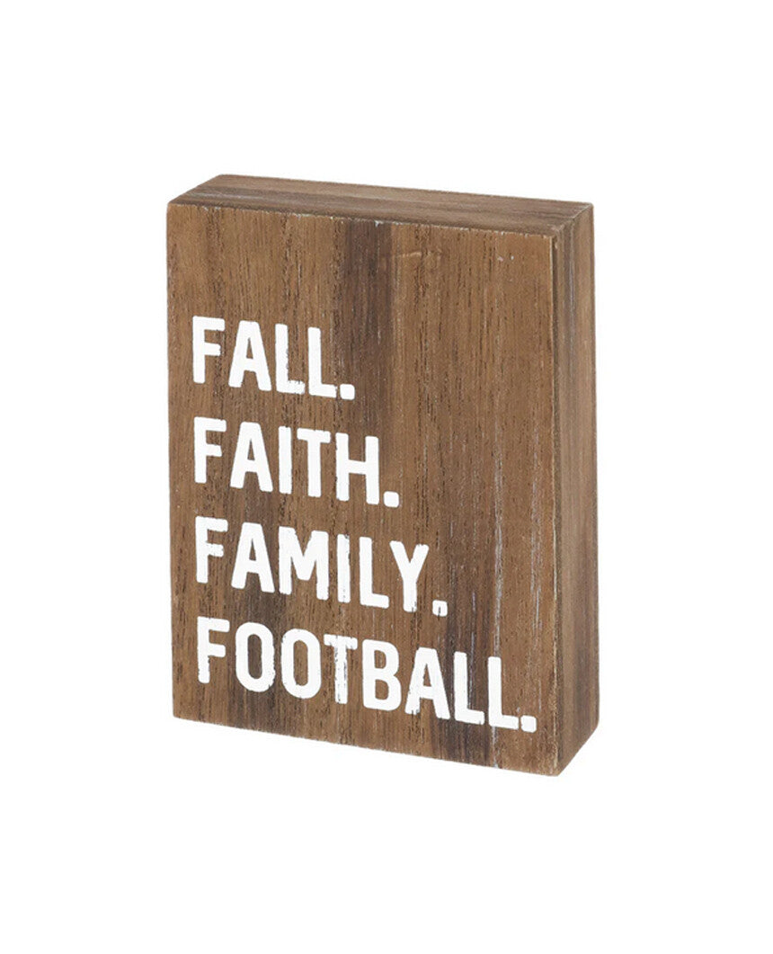 CP Fall Decor - Farmhouse Fall Faith Family Football Block Sign