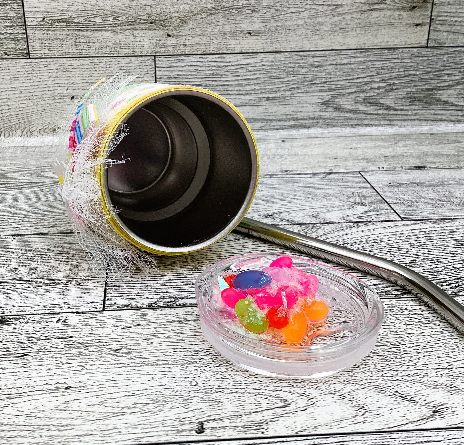 Spring Easter Decor Mini Shot Tumblers, Mini Stanley, Jelly Beans, Tier Tray