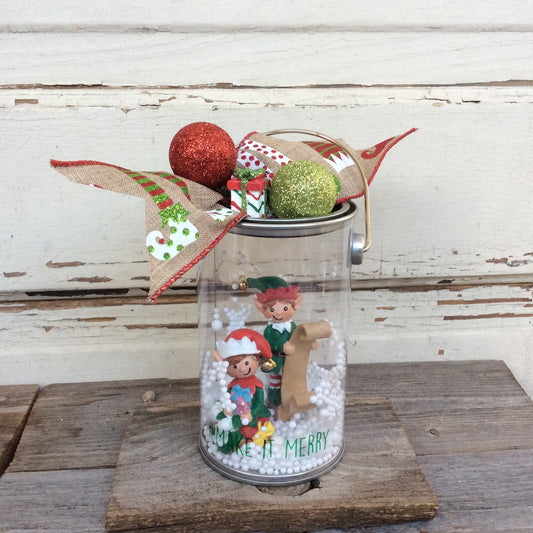 AGD Christmas Decor – #Make It Merry Elf  Dome Pail Display