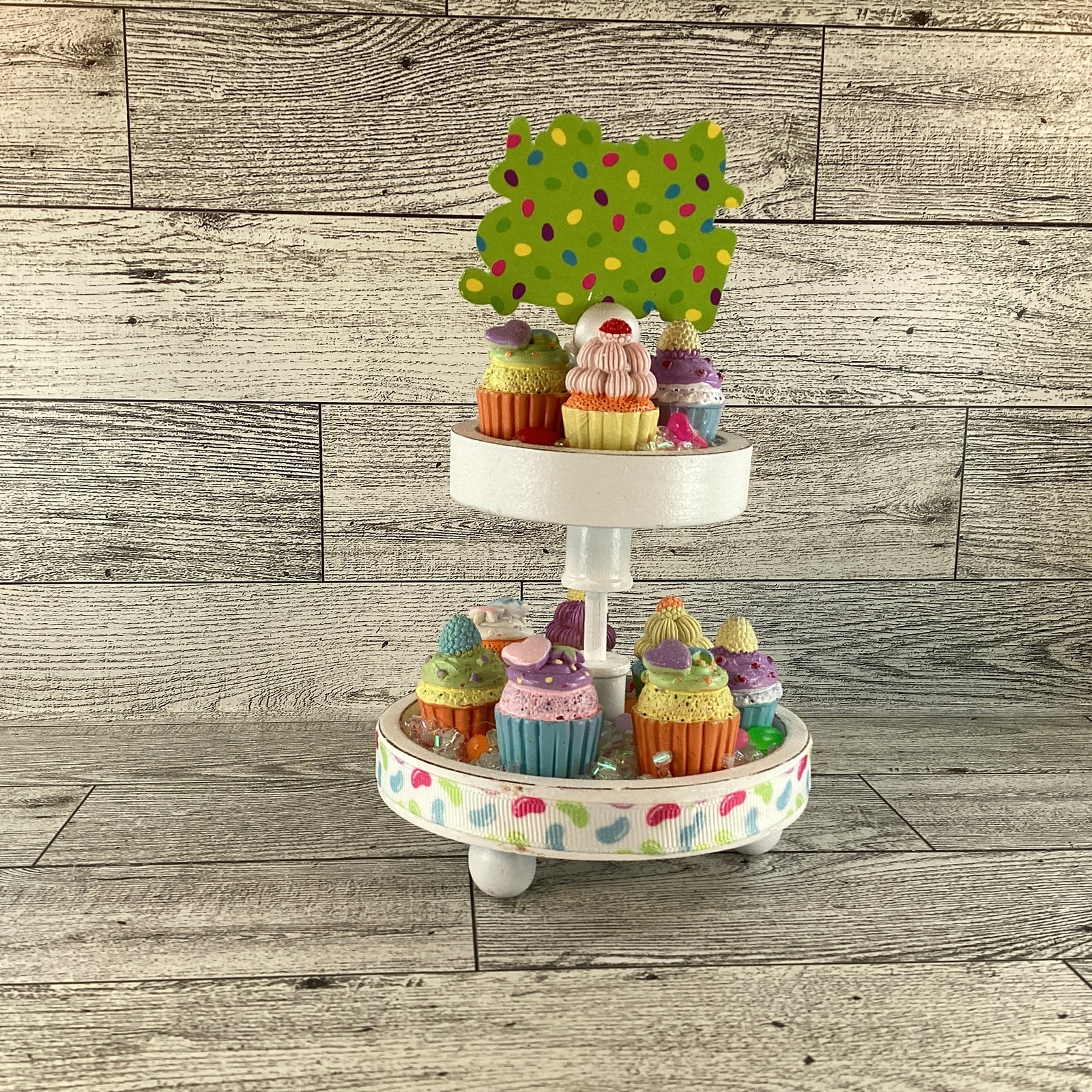 AGD Easter Decor - Small Miniature Cupcake Tier Tray Display