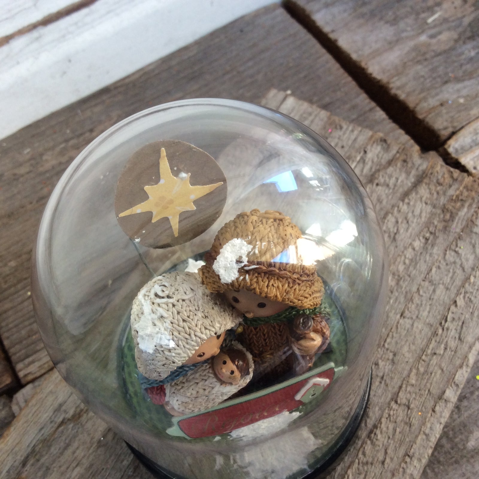 AGD Christmas Decor - Primitive Mini Nativity Family REJOICE