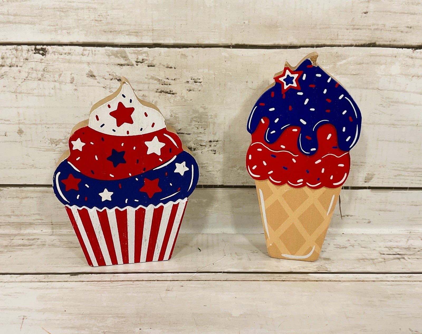 HL Patriotic Decor - July 4th Happy Birthday Cupcake Ice Cream 3pc