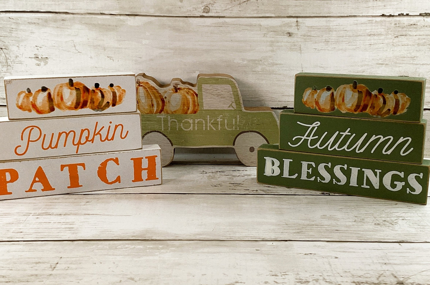 CWI Fall Decor - Water Color Pumpkin Signs and Truck 7pc Set