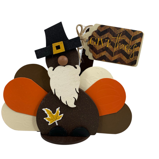 AGD Fall Decor - Give Thanks Turkey Gnome Sitter