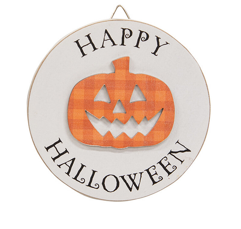 CWI Halloween Decor - Small Happy Jack-O-Lantern Easel Tier Tray Sign