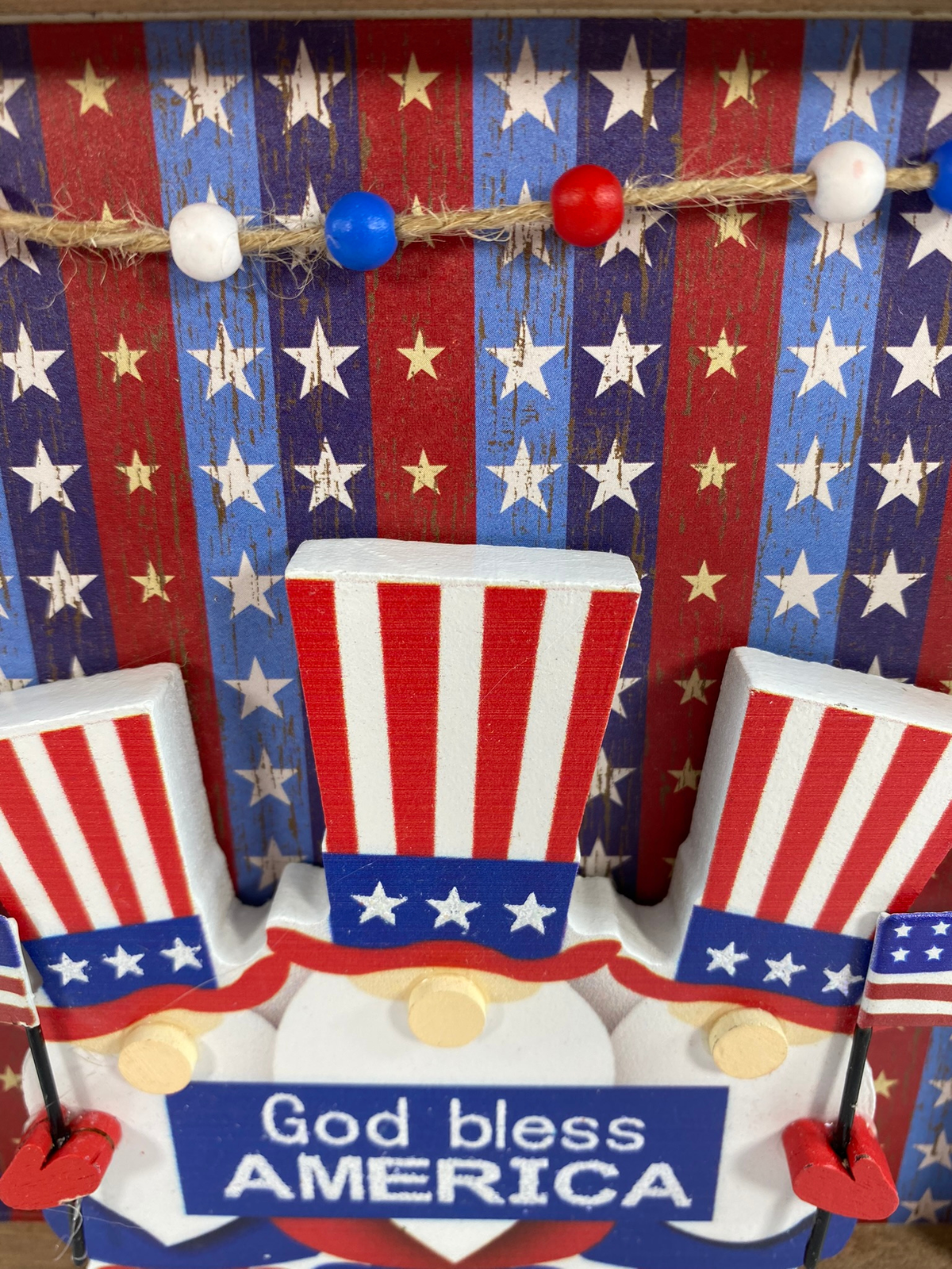 AGD Patriotic Decor - God Bless America Gnome Inset Sign