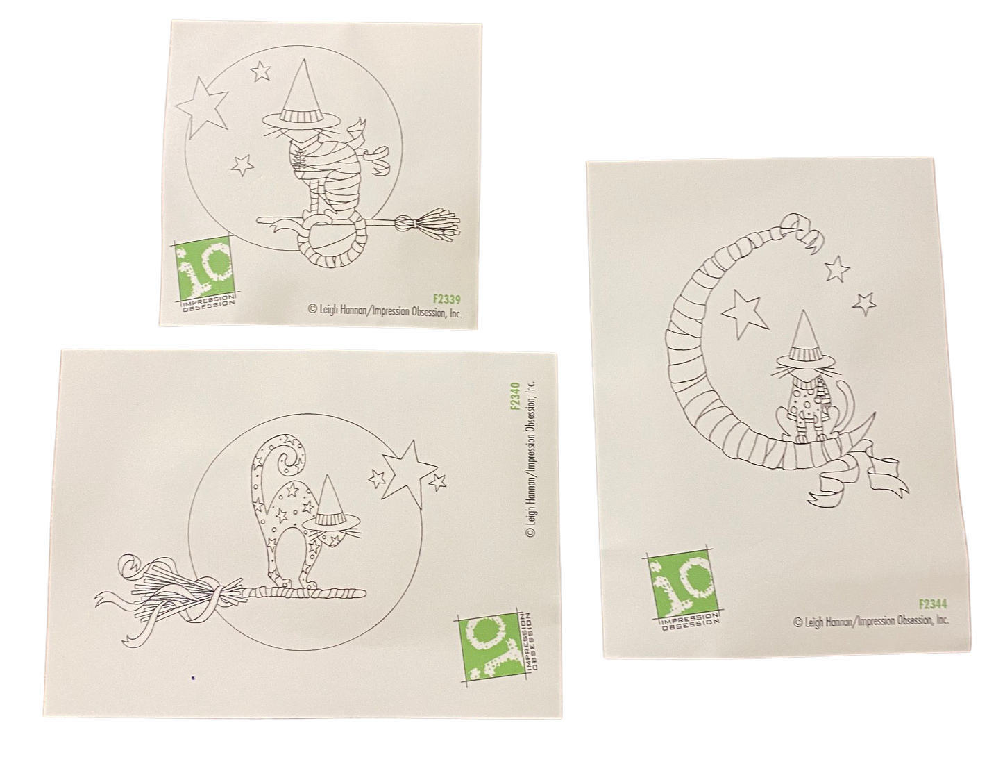 Impression Obsession Rubber Stamps - Witchy Kitty Cat 3pc Set