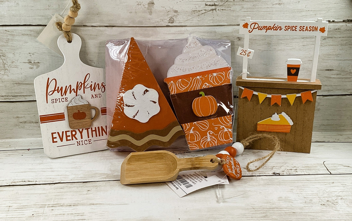 HL Fall Decor - Pumpkins Spice Booth Spoon Pie LatteTier Tray 5pc Set