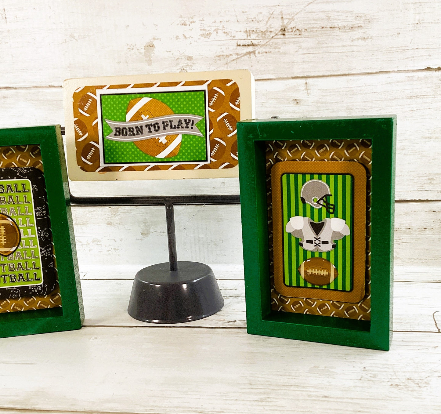 AGD Fall Decor -  Football Helmet Reversible End Zone Sign Tier Tray 3pc Set