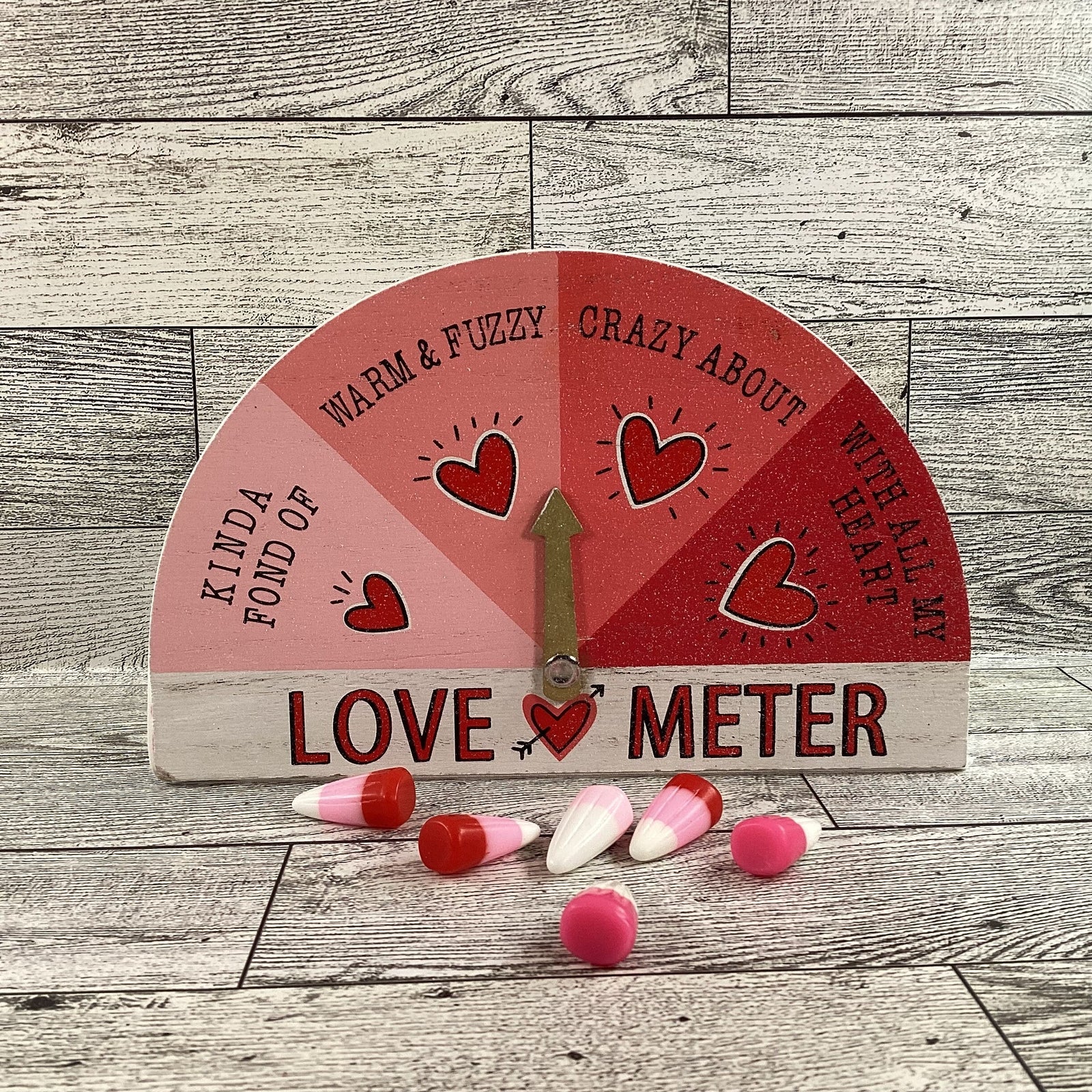 AGD Valentines Decor - Love Meter Wood Tabletop Sitter