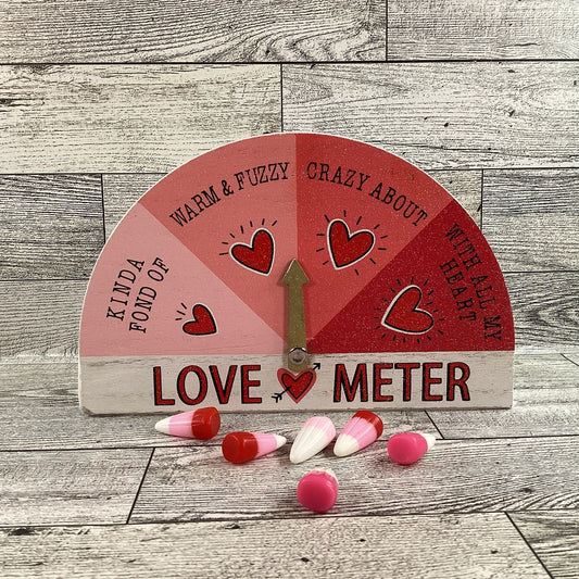 AGD Valentines Decor - Love Meter Wood Tabletop Sitter